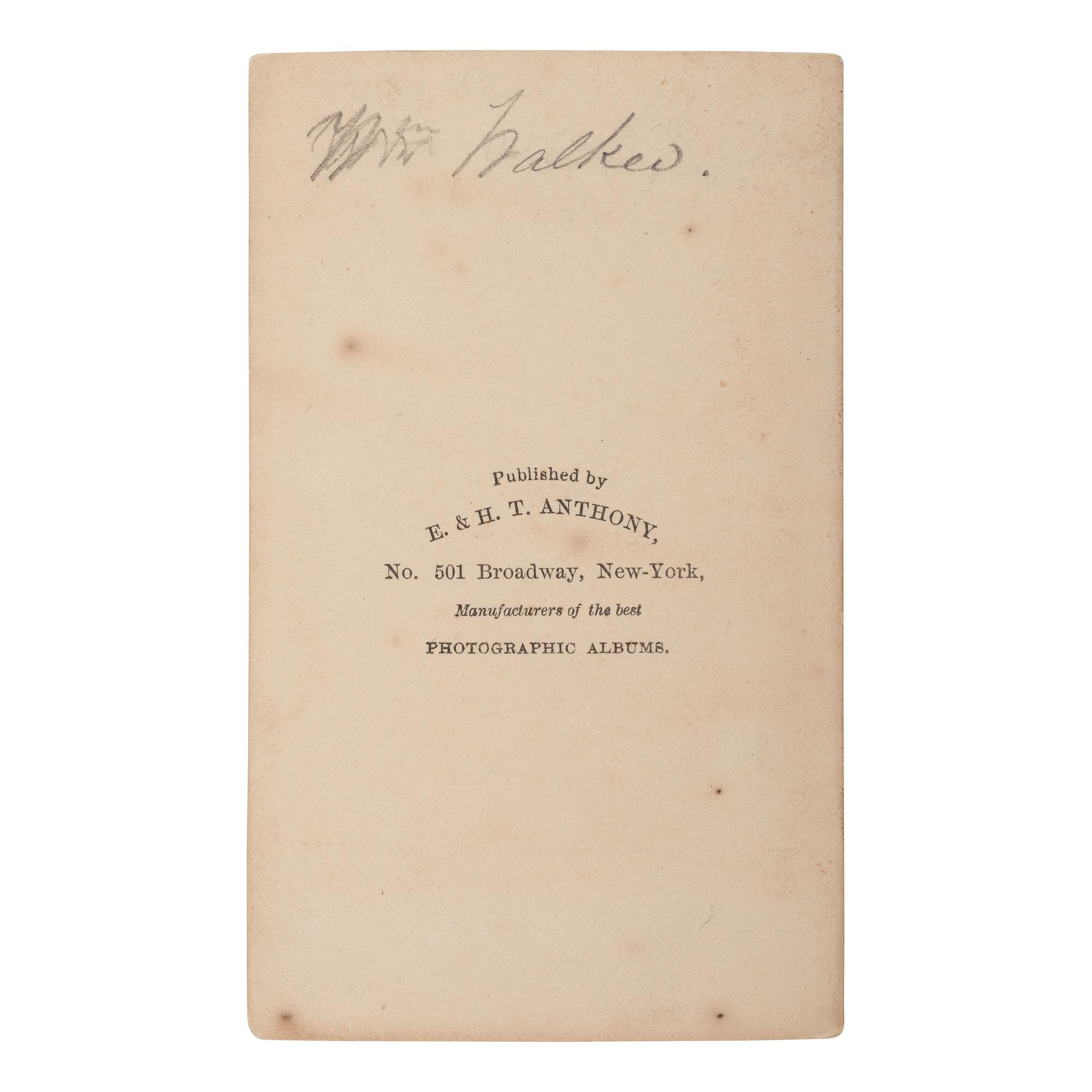 [Americana] (Walker, William). Carte de Visite