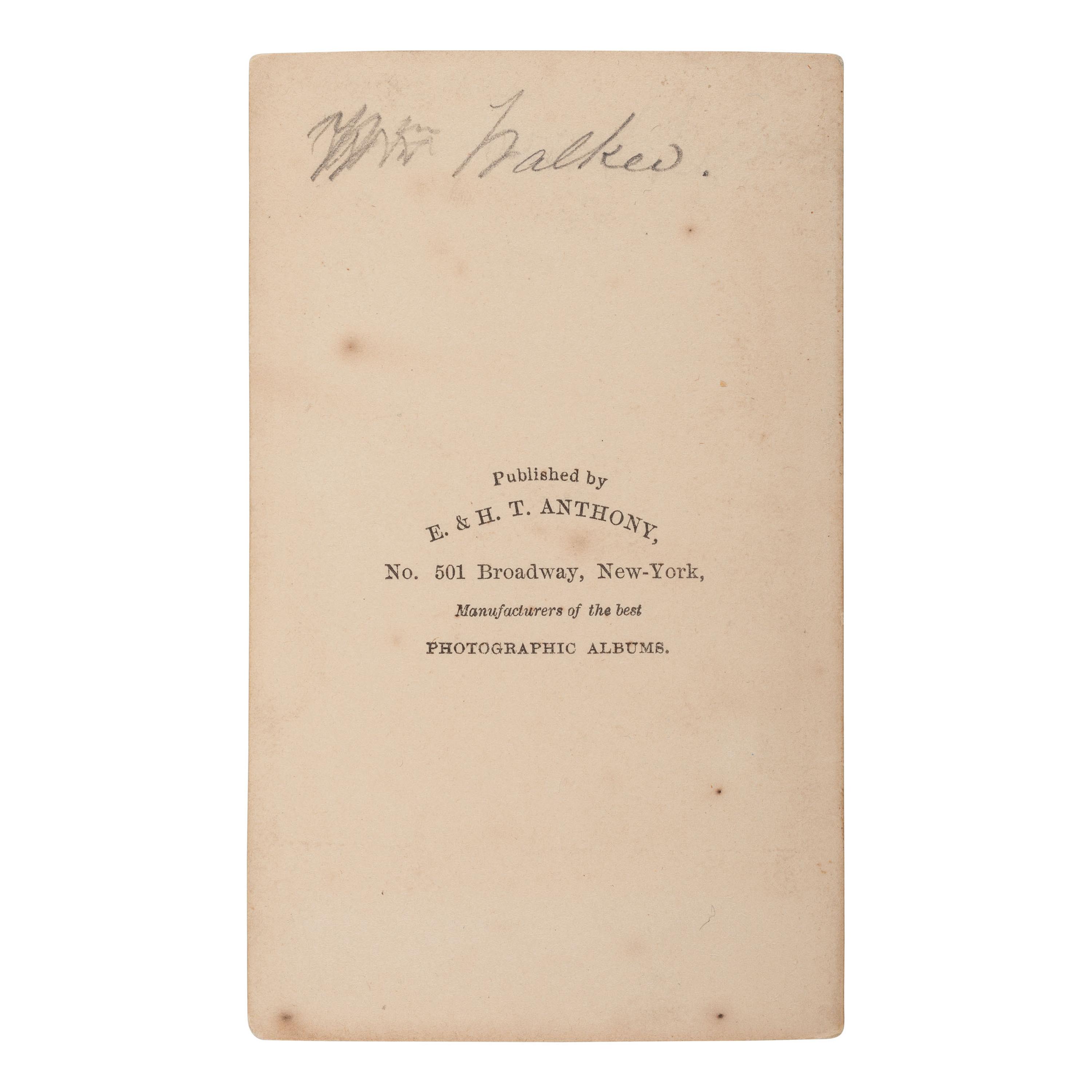 [Americana] (Walker, William). Carte de Visite