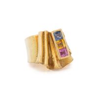MISANI, YELLOW GOLD AND MULTIGEM RING