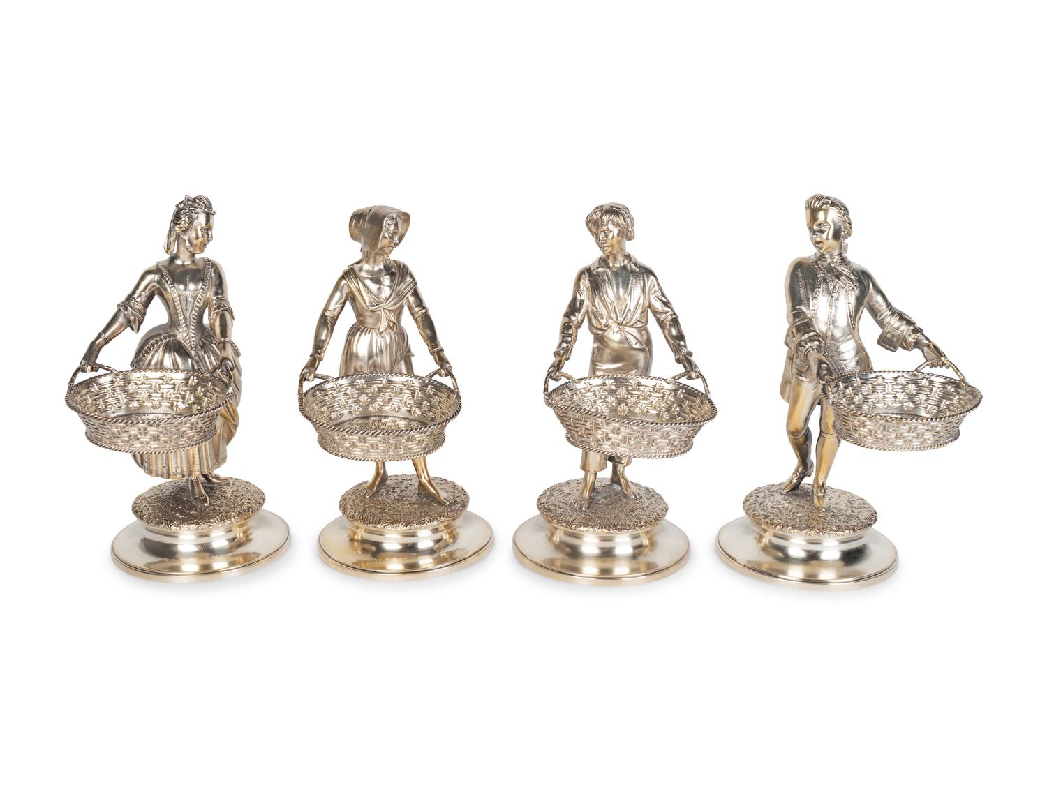 Set of Four Victorian Silver Figural Salts — E & J BARNARD, LONDON, 1866