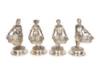 Set of Four Victorian Silver Figural Salts — E & J BARNARD, LONDON, 1866