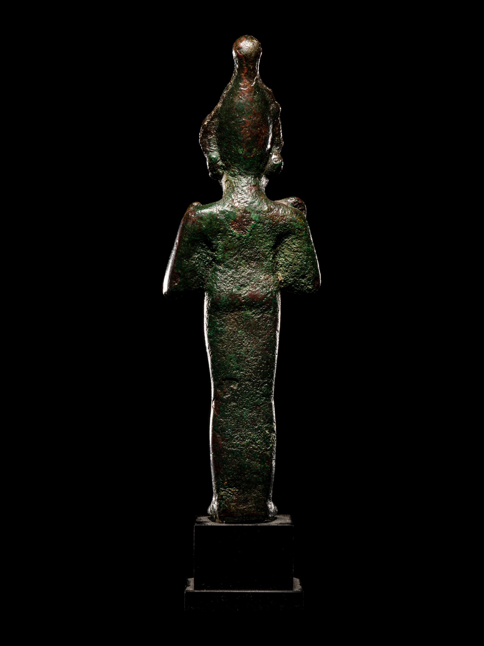 An Egyptian Bronze Osiris with Silver Inlaid Eyes