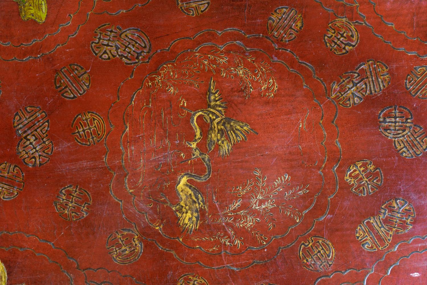 A Chinese Export Red Lacquer Low Table