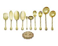 A Puiforcat Silver-Gilt Flatware Service