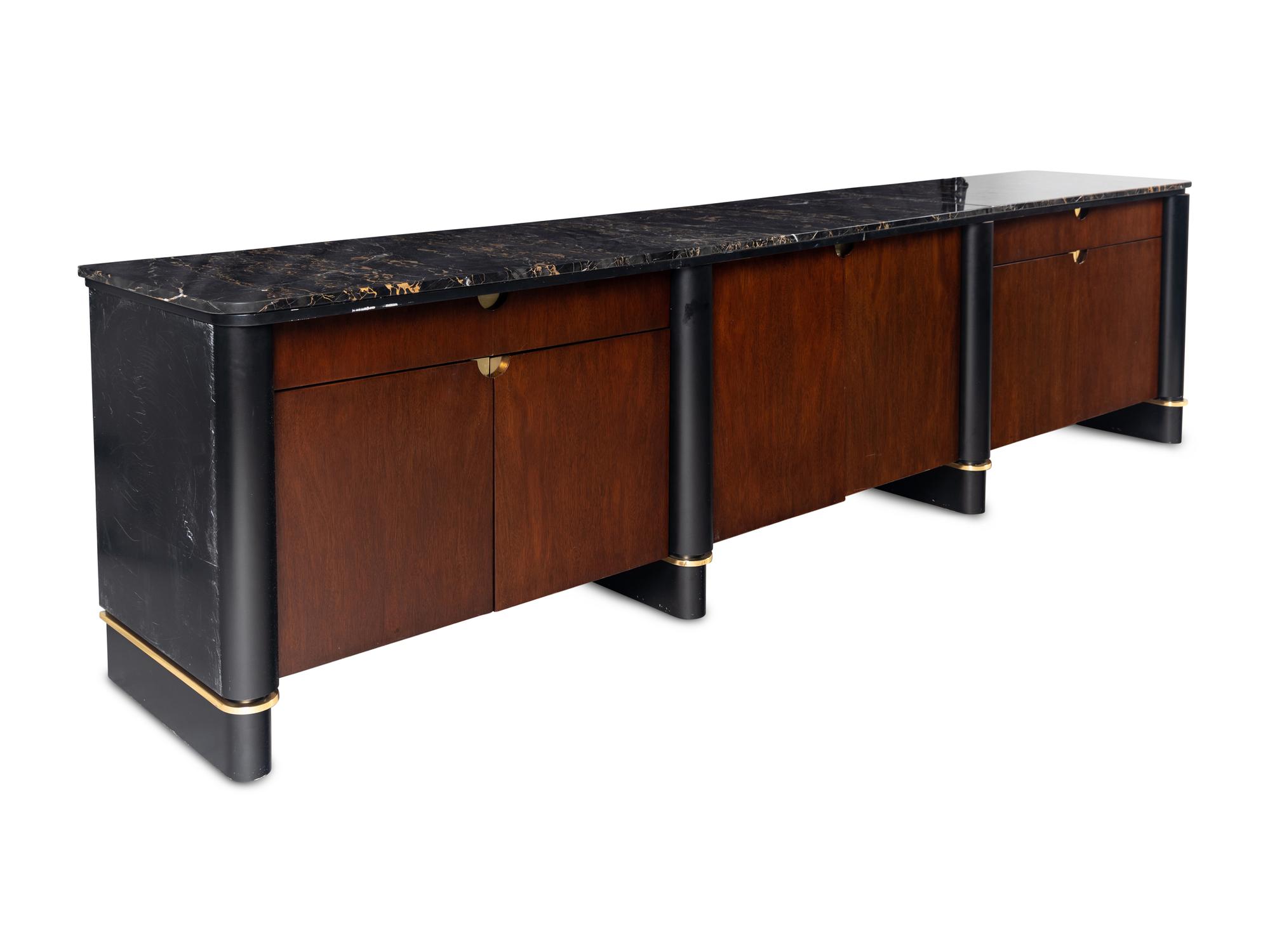 A Custom Contemporary Marble-Top Console Cabinet