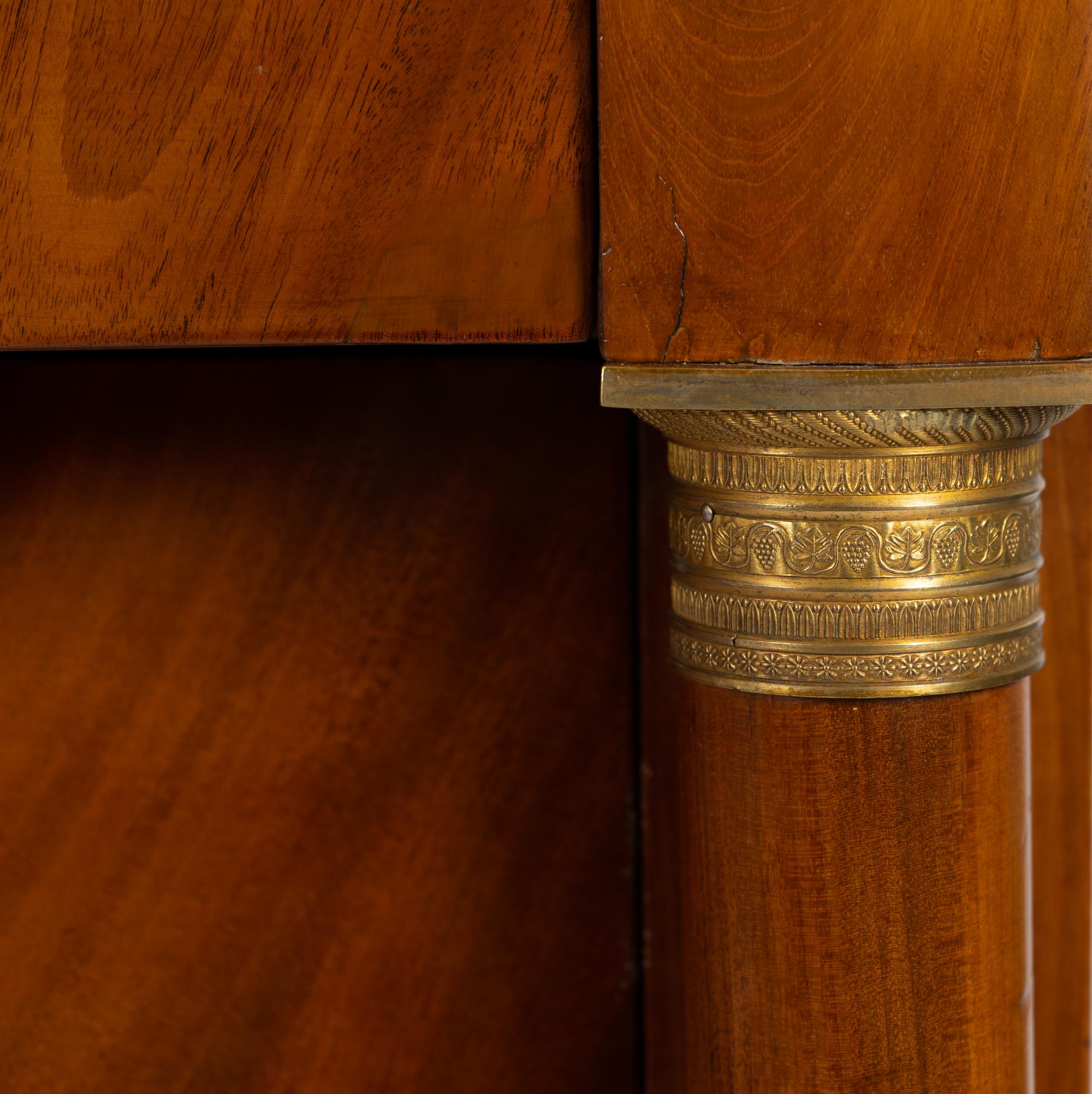 A Louis Philippe Style Gilt Bronze Mounted Mahogany Marble-Top Chest of Drawers