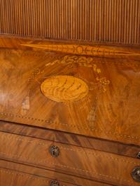 A George III Mahogany and Marquetry Cylinder-Top Bureau