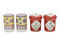 Two Pairs of Chinese Famille Rose Porcelain Scroll Ends