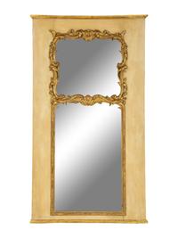 An Italian Painted and Carved Giltwood Trumeau Mirror