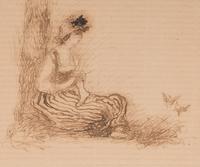 Jeune Fille Tricotant (Drawing for the Letter 'L'), 1879