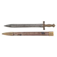Continental Short Artillery Sword with Leather Covered Brass Mounted Steel Scabbard