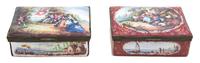 Two French Painted Enamel Covered Boxes Height 2 x width 4 1/2 x depth 3 1/2 inches. — 19TH CENTURY