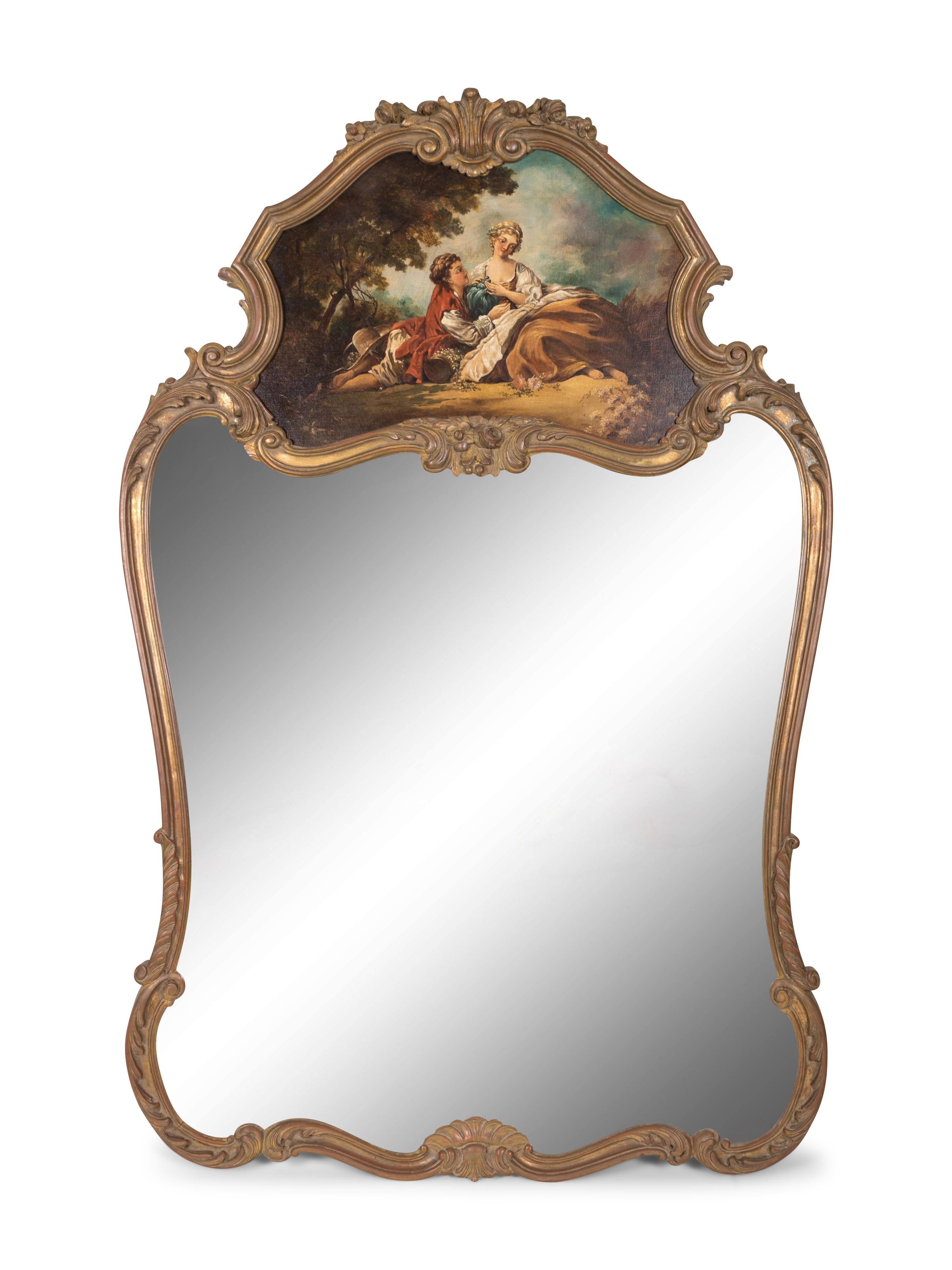 A Louis XV Style Giltwood Trumeau — 19TH CENTURY