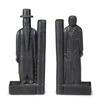 A Pair of Korean Carved Stone Figural Bookends
