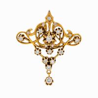 YELLOW GOLD AND DIAMOND PENDANT/BROOCH