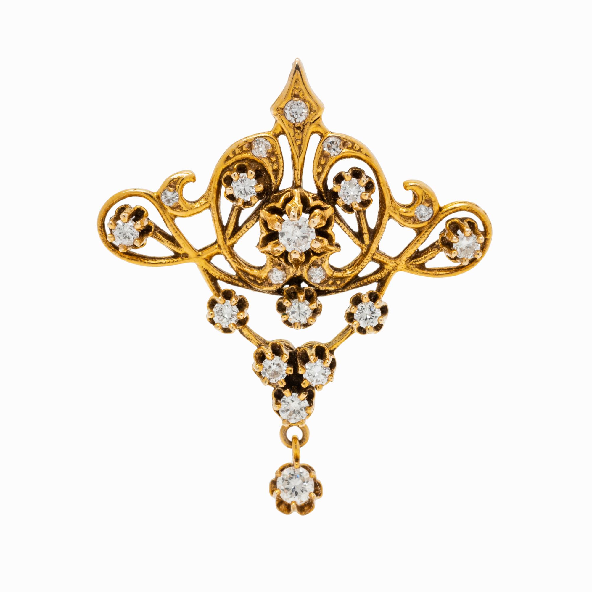 YELLOW GOLD AND DIAMOND PENDANT/BROOCH