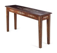 A Syrian Mother-of-Pearl and Metal Inlaid Walnut Console Table