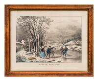 [WINTER SCENES] -- CURRIER and IVES, publishers Winter Pastime, 1855. (G.7281) -- Winter Morning in the Country, 1873. (G.7280) -- Trotters on the Snow, n.d. (G.6648)