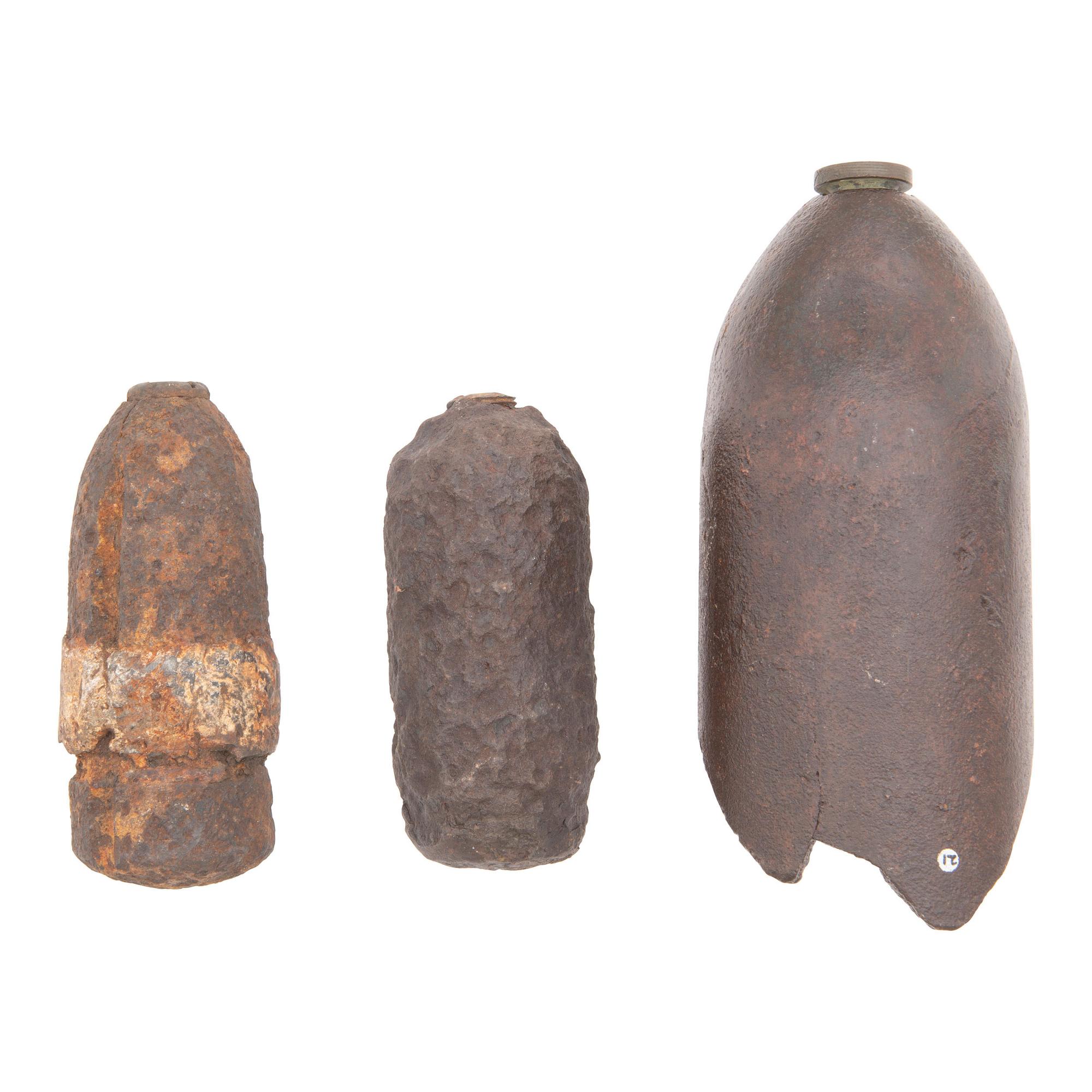 Two Civil War Era Excavated Sectioned Half Artillery Shells & An Exploded 30 Pound CS Read Shell