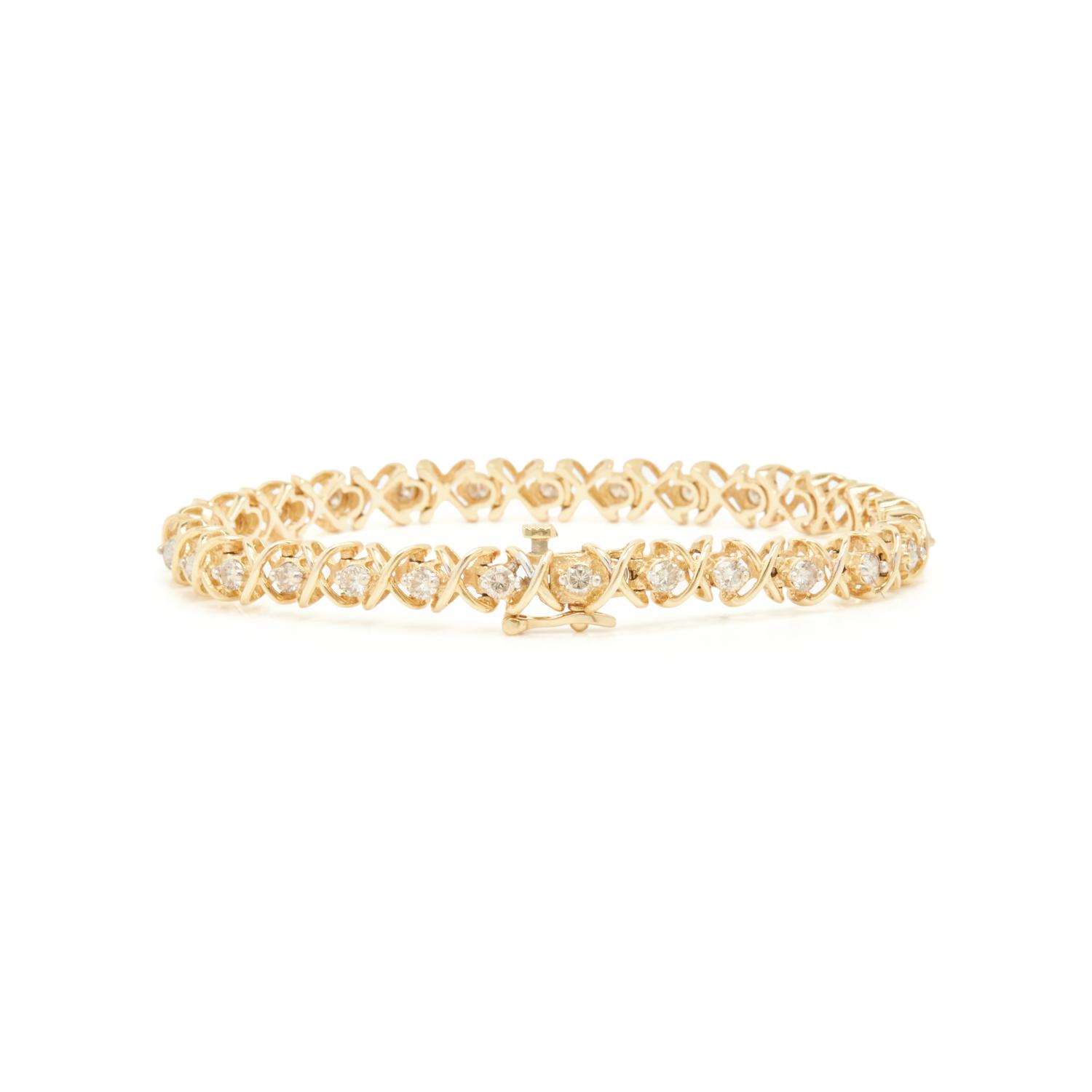 YELLOW GOLD AND DIAMOND LINE BRACELET