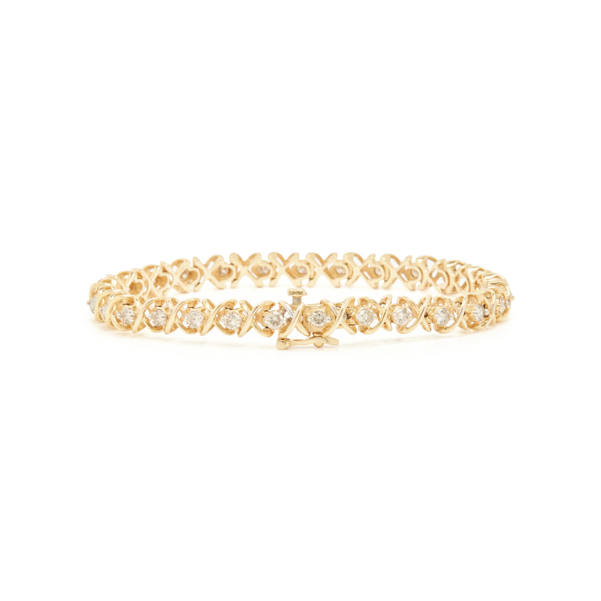 YELLOW GOLD AND DIAMOND LINE BRACELET