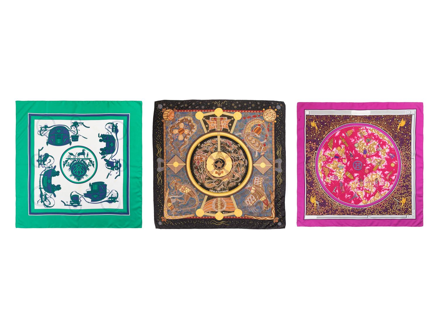 Three Hermès 90cm Silk Scarves