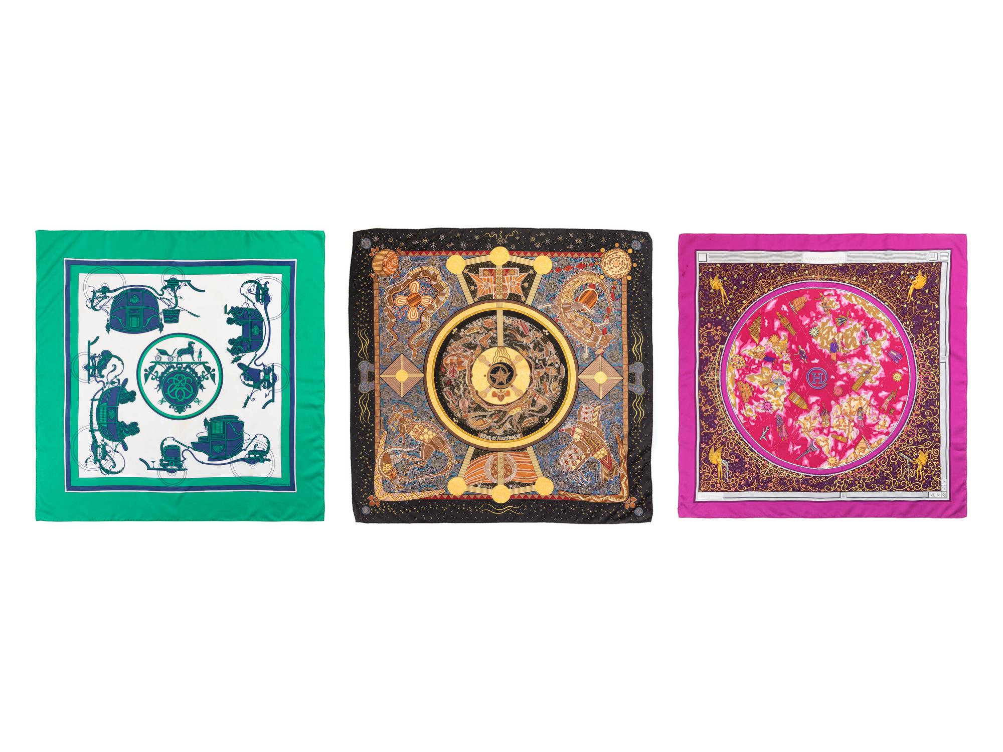 Three Hermès 90cm Silk Scarves