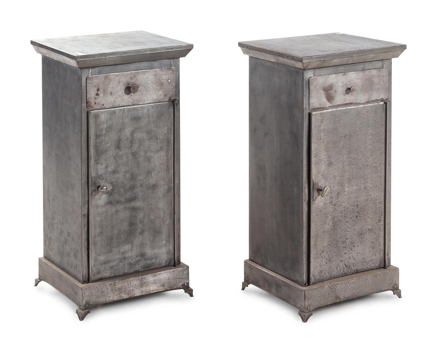 A Pair of Industrial Style Aluminum Side Cabinets