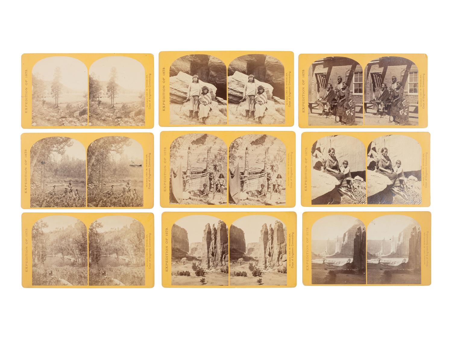 O'SULLIVAN, Timothy (1840-1882) and William BELL (1830-1910), photographers. Complete Set of 50 stereoviews from the Wheeler Expeditions of 1871-1874.