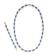 YELLOW GOLD AND LAPIS LAZULI NECKLACE AND BRACELET SET