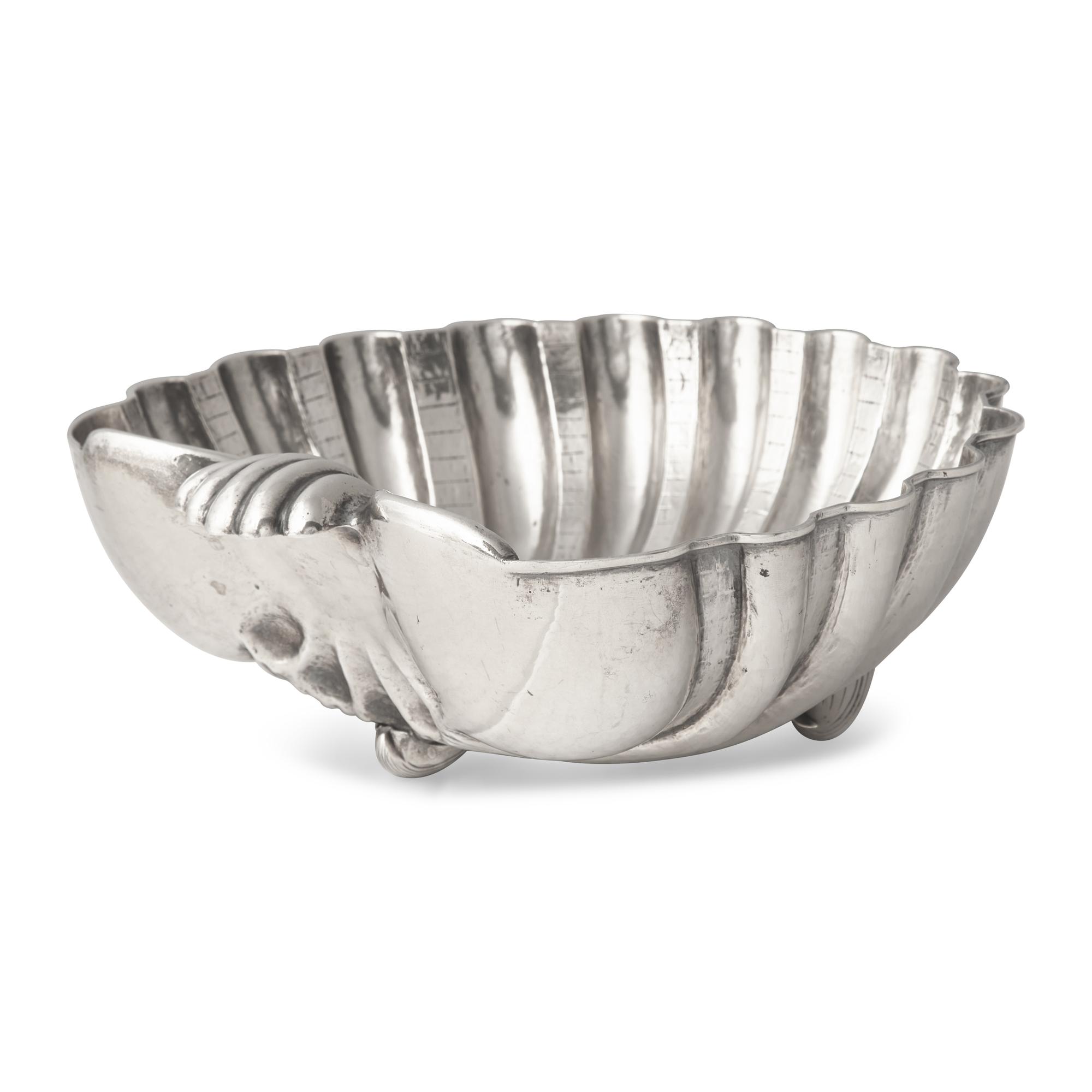 An Italian Silver Grotto Style Shell-Form Bonbon Dish