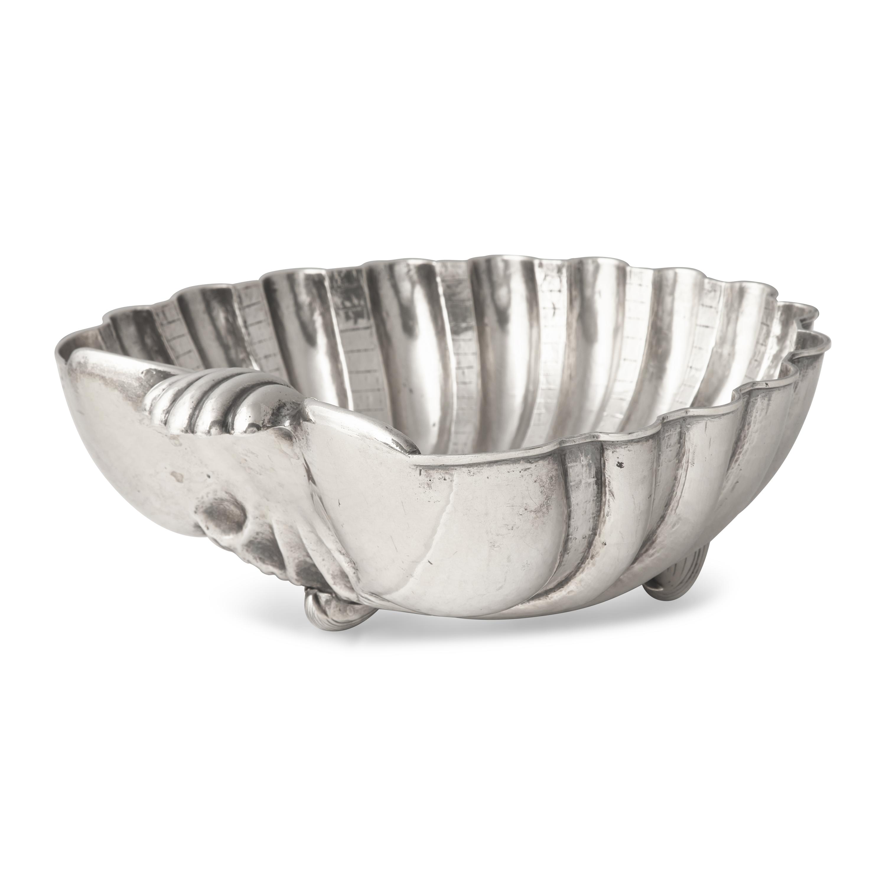 An Italian Silver Grotto Style Shell-Form Bonbon Dish