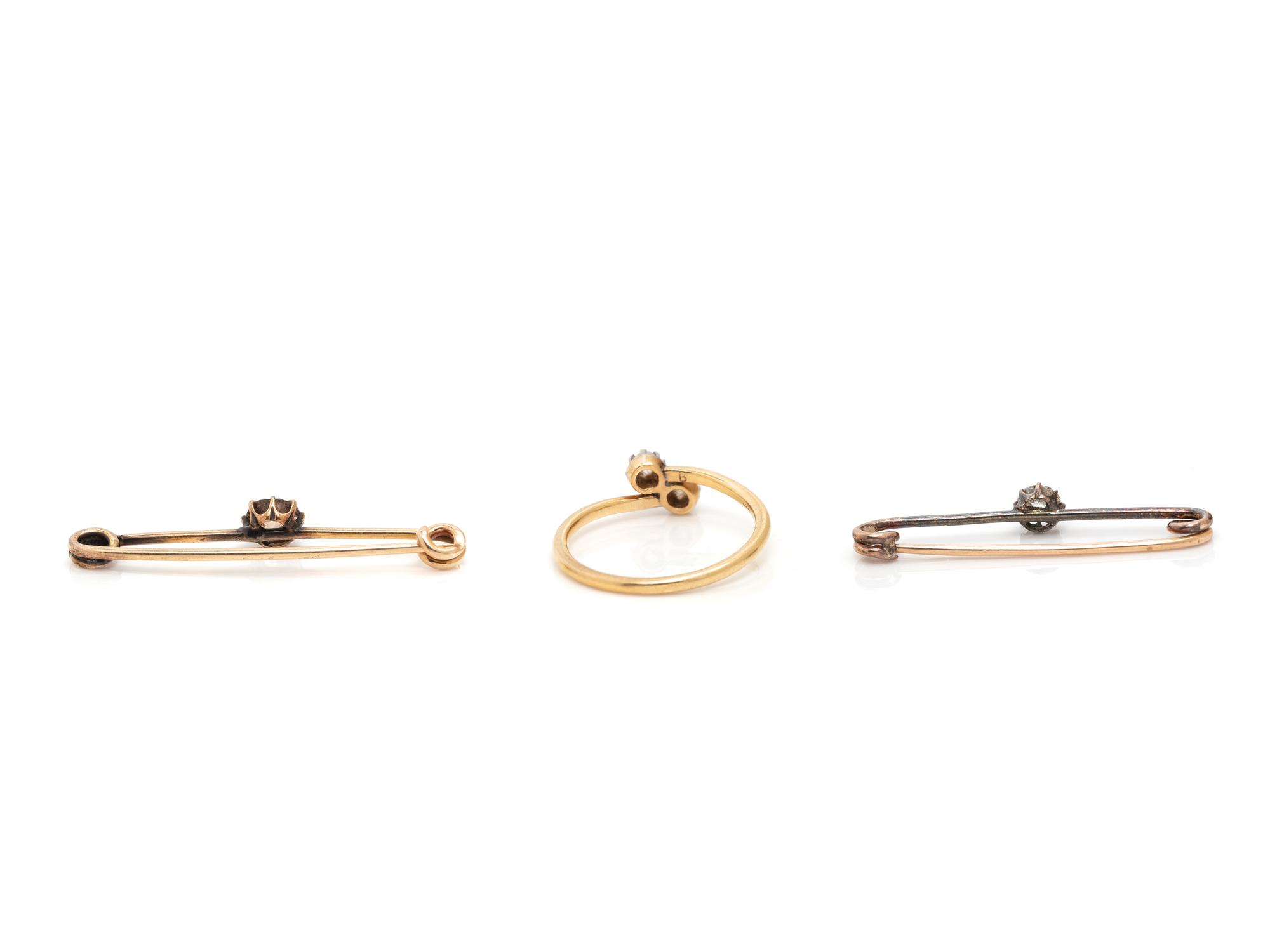 COLLECTION OF ANTIQUE, GOLD AND DIAMOND JEWELRY