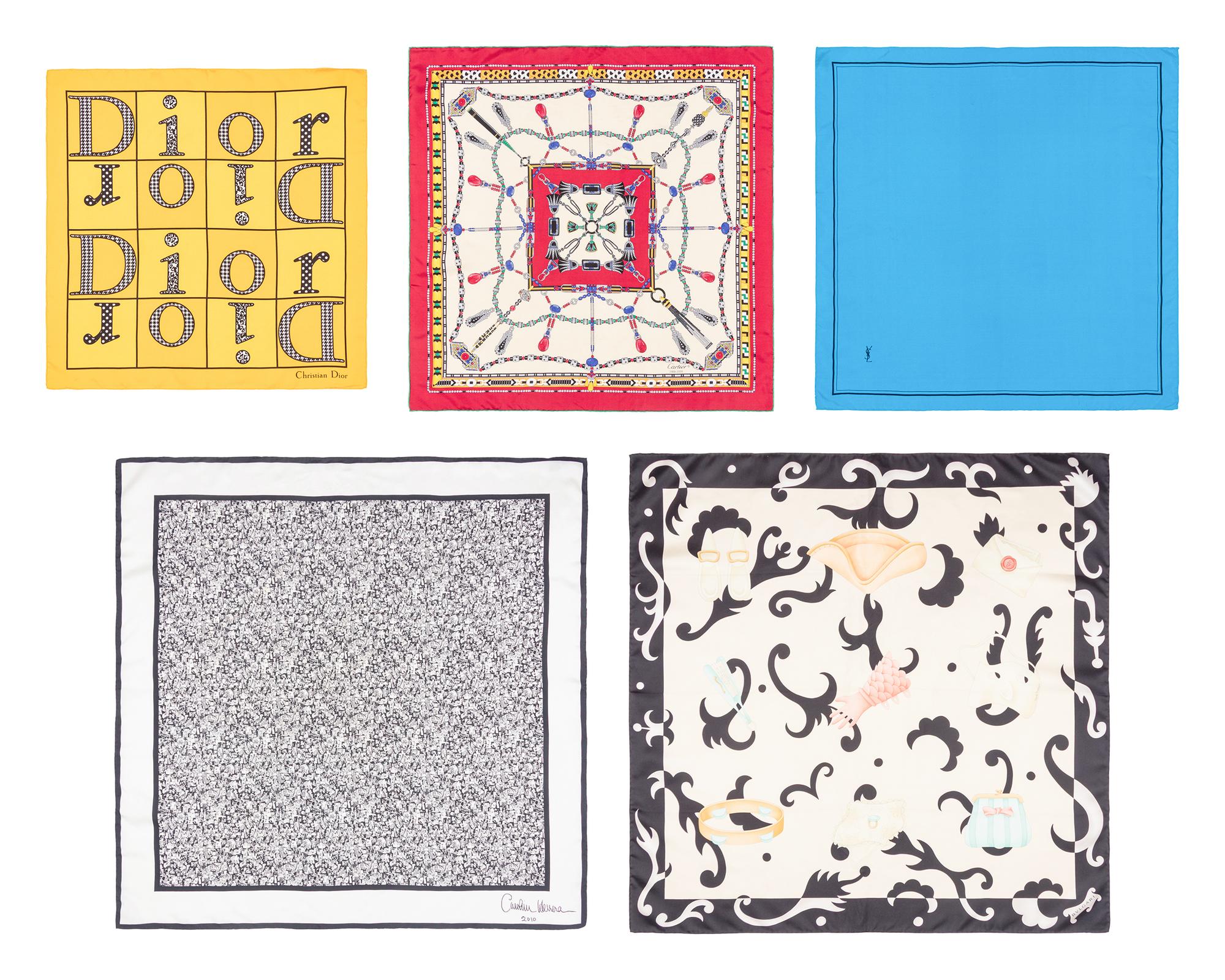 Five Designer Silk Scarves
