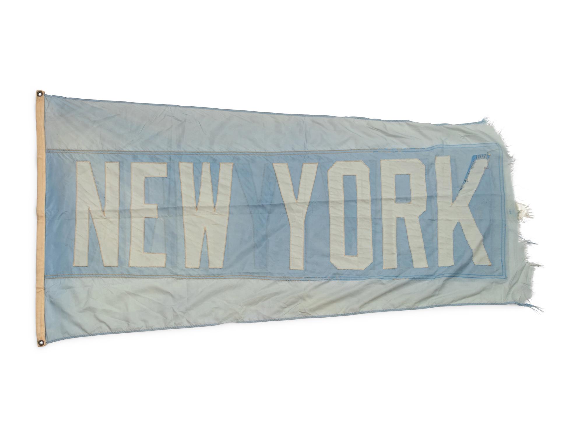 A New York Flag Once Flown on Wrigley Field Scoreboard Collected by Former Chicago Cubs Wrigley Field Head Scorekeeper,