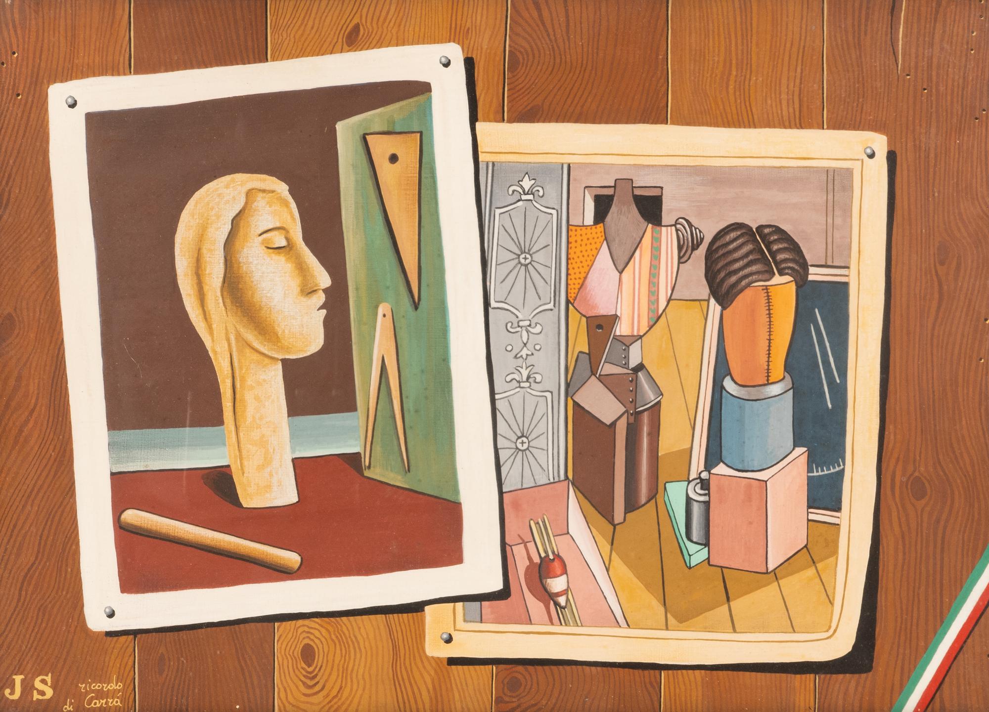 Two Italian Trompe-L'Oeil Collage Paintings — 20TH CENTURY