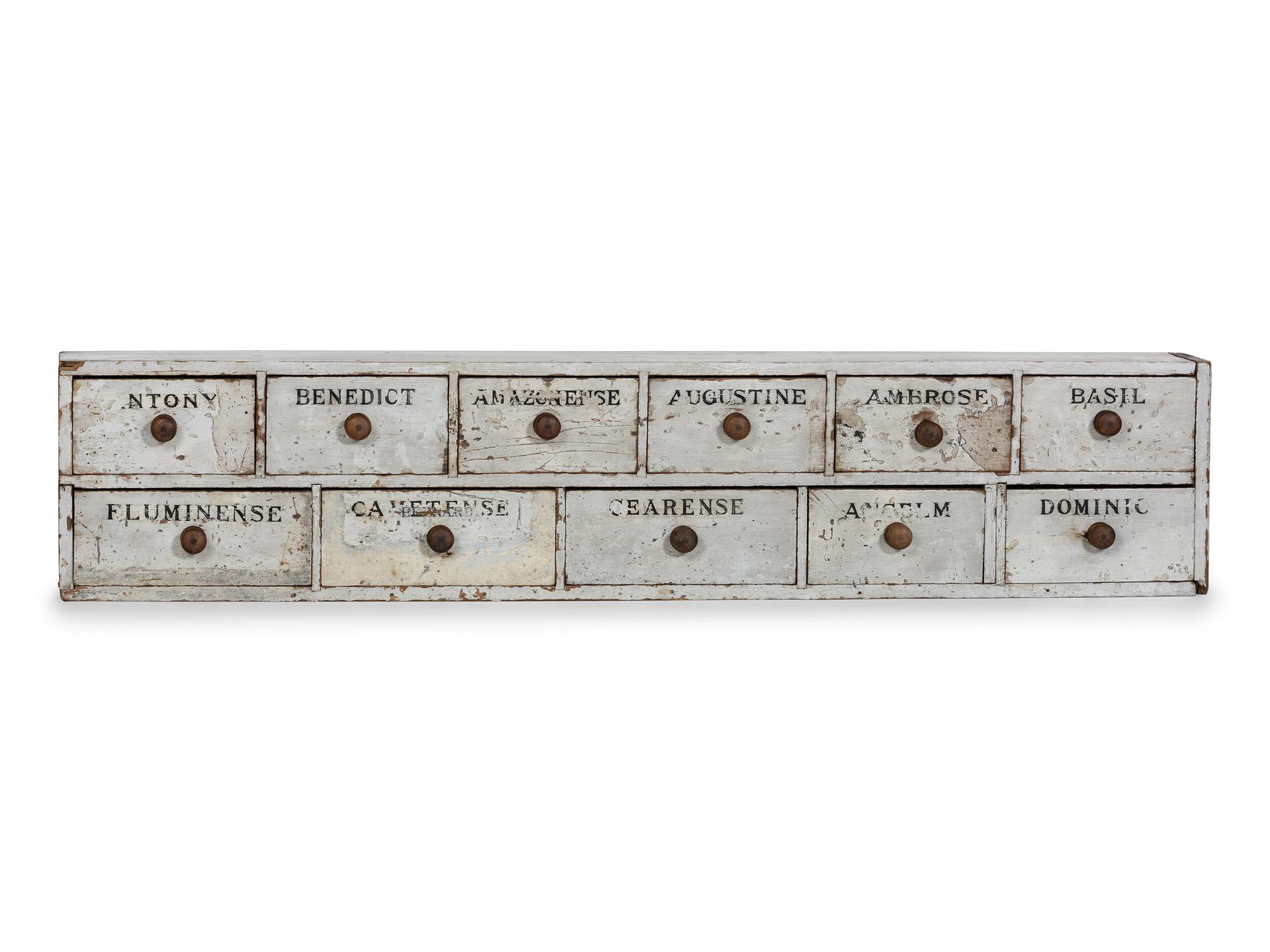 A White Painted and Stenciled Monastery's Valuables Chest