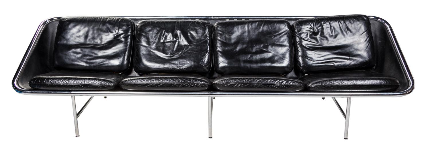 A Model 6833 Leather Sling Sofa, George Nelson for Herman Miller Width 110 inches.