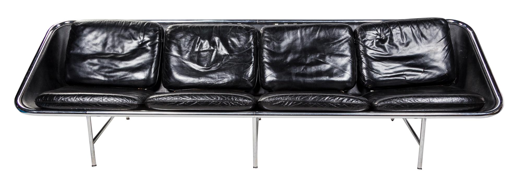 A Model 6833 Leather Sling Sofa, George Nelson for Herman Miller Width 110 inches.