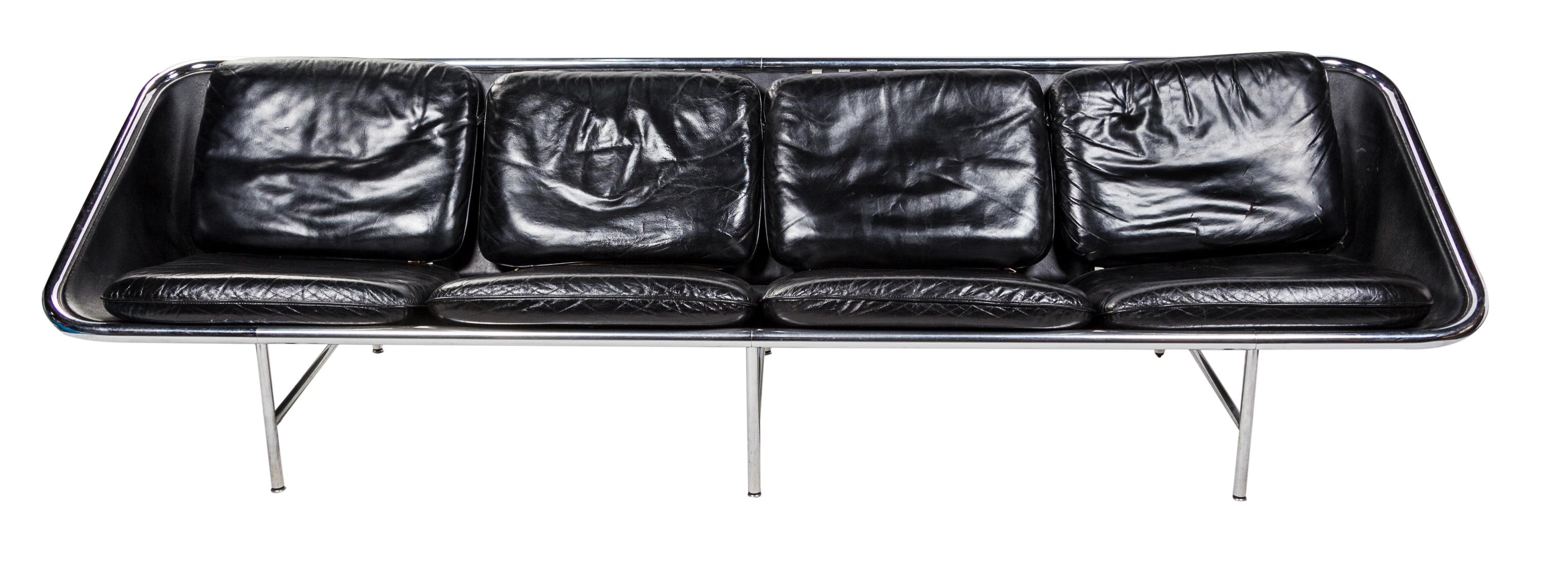 A Model 6833 Leather Sling Sofa, George Nelson for Herman Miller Width 110 inches.