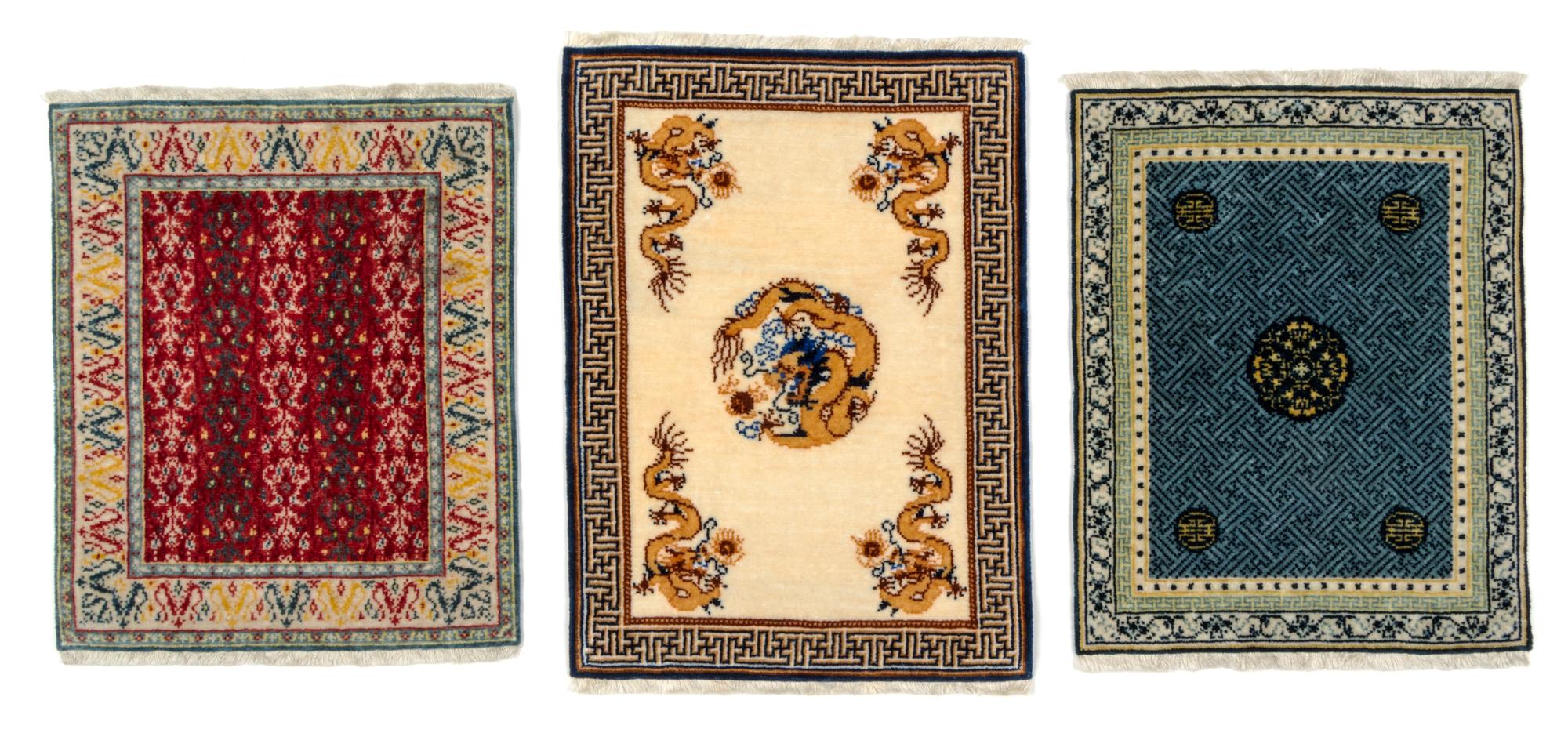 Three Wool Needlepoint Rugs Largest 11 1/8 x 8 1/8 inches. — Joan Adams