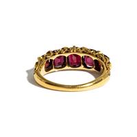 ANTIQUE, GARNET, DIAMOND, AND YELLOW GOLD RING