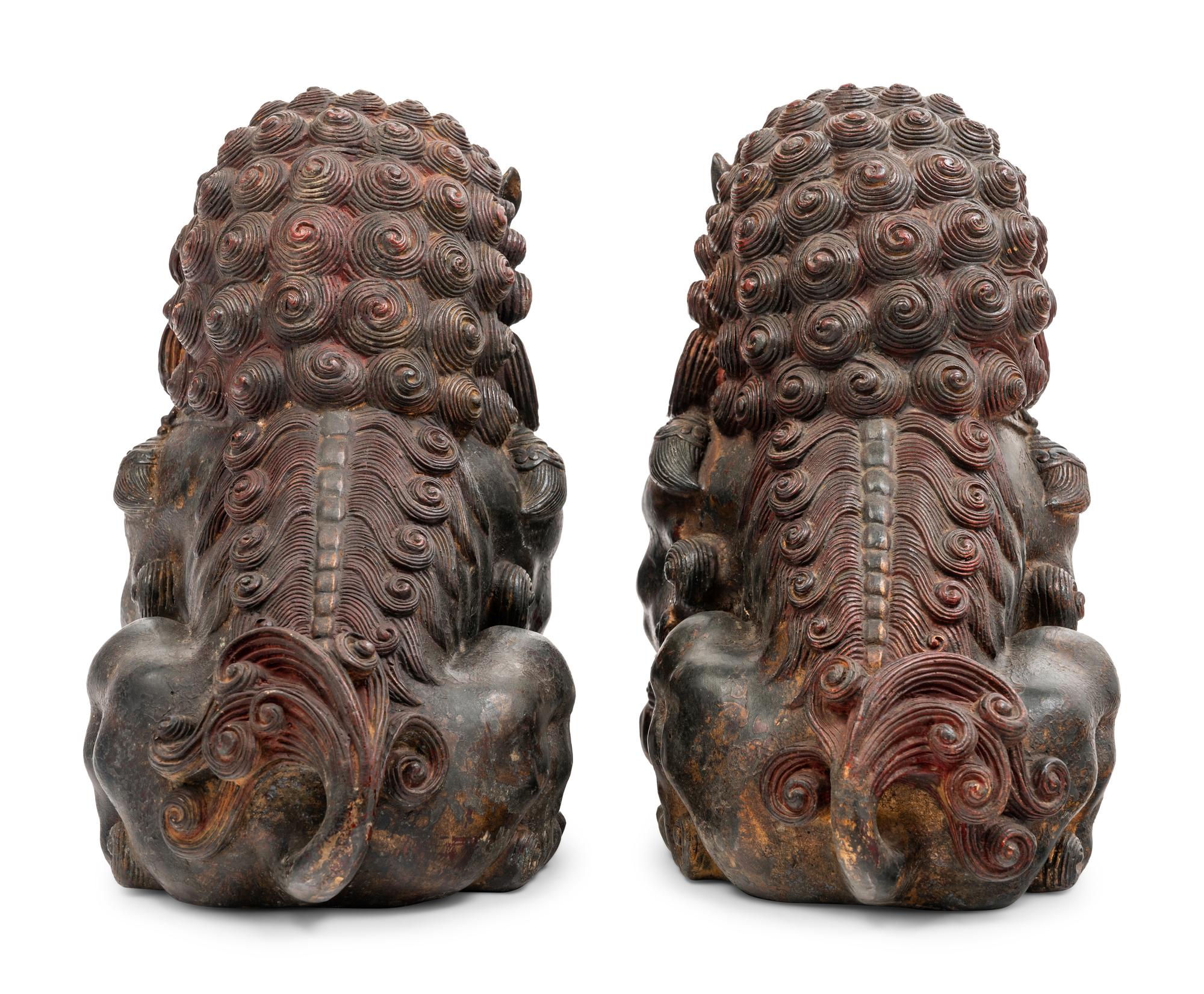 A Pair of Chinese Bronze Fu Lions