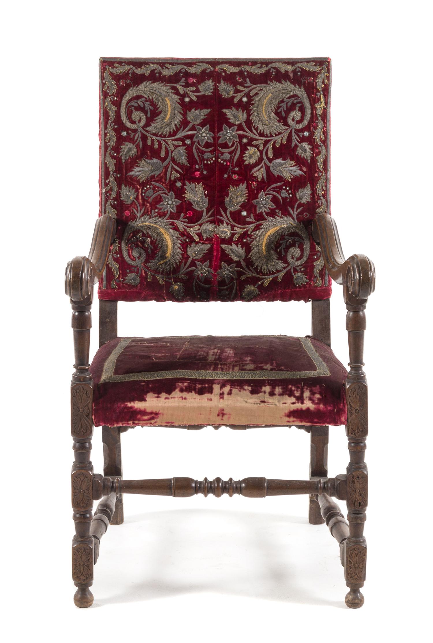 A Spanish Baroque Walnut Armchair Height 43 1/4 inches. — LATE 16TH/EARLY 17TH CENTURY