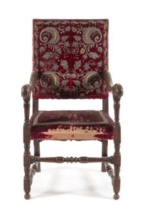 A Spanish Baroque Walnut Armchair Height 43 1/4 inches. — LATE 16TH/EARLY 17TH CENTURY