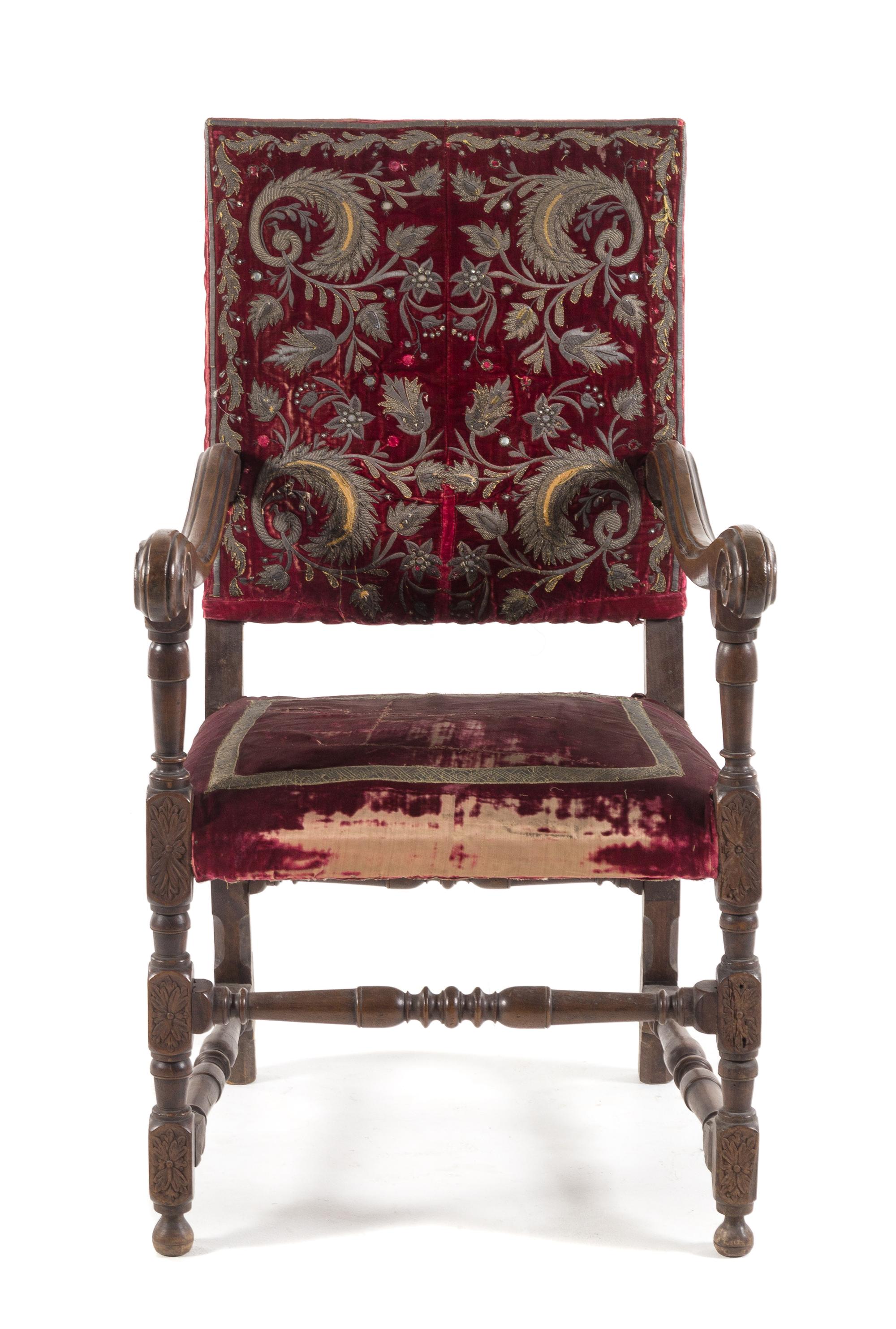A Spanish Baroque Walnut Armchair Height 43 1/4 inches. — LATE 16TH/EARLY 17TH CENTURY