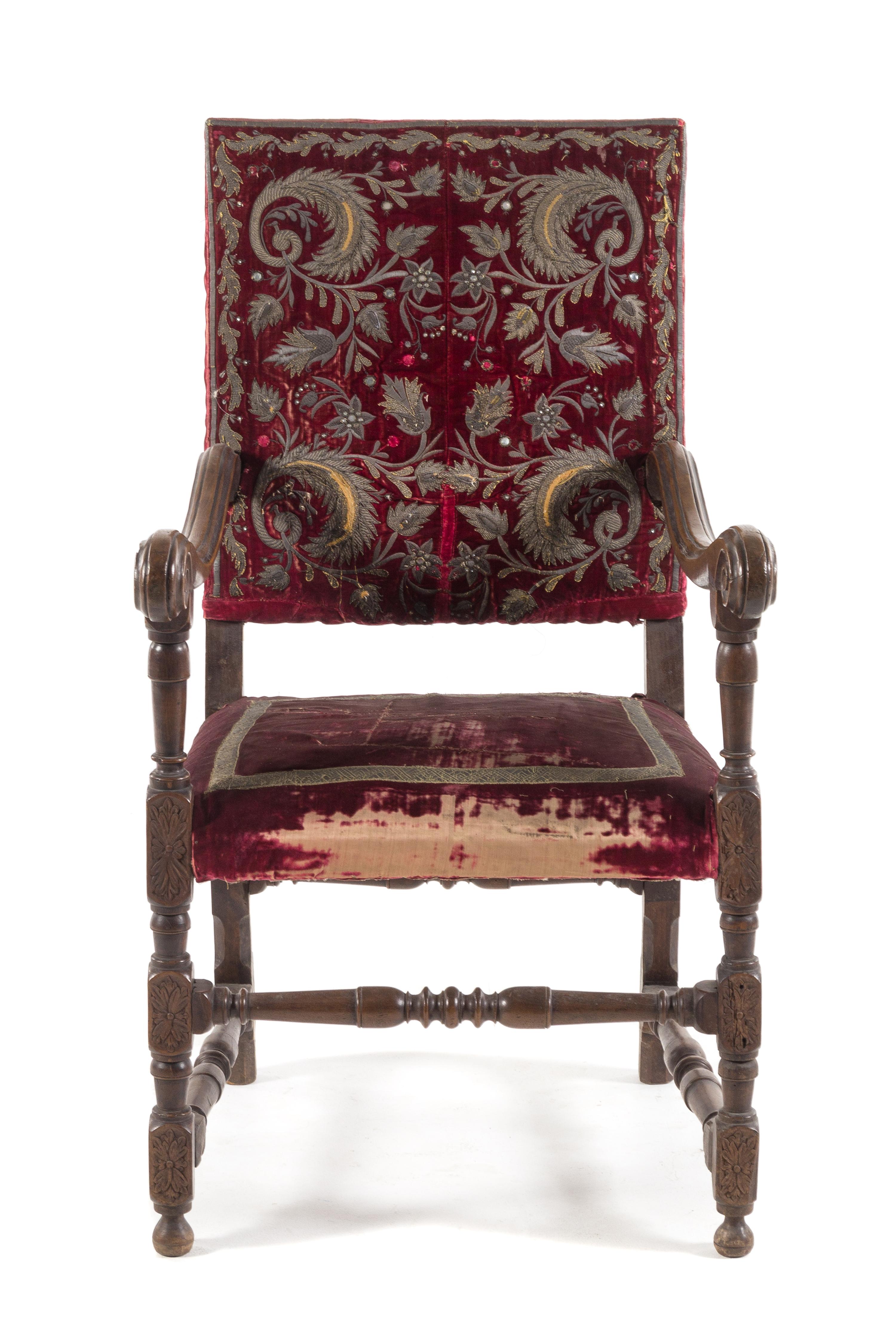 A Spanish Baroque Walnut Armchair Height 43 1/4 inches. — LATE 16TH/EARLY 17TH CENTURY