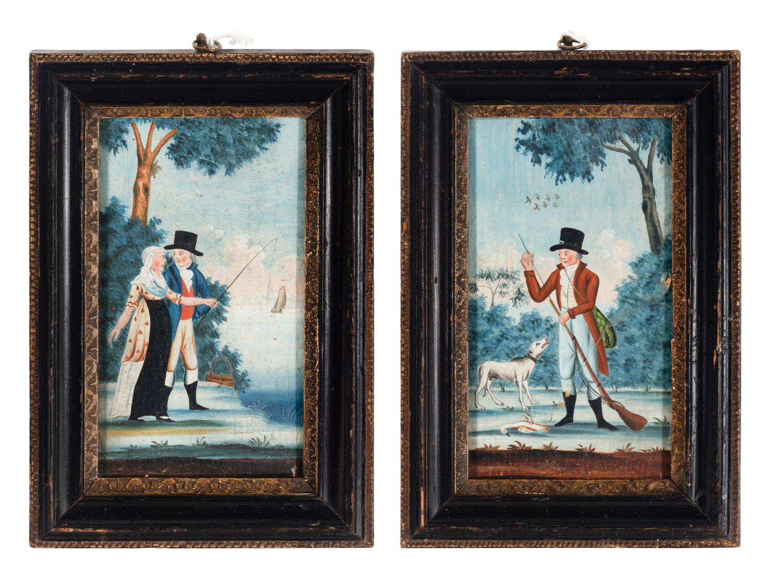 A Pair of English Gouache Paintings