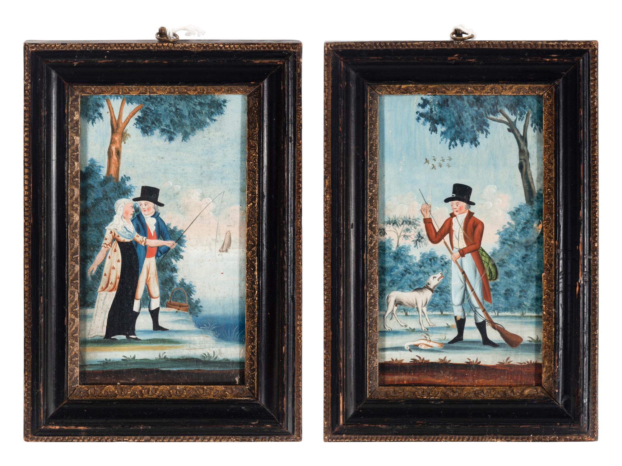 A Pair of English Gouache Paintings
