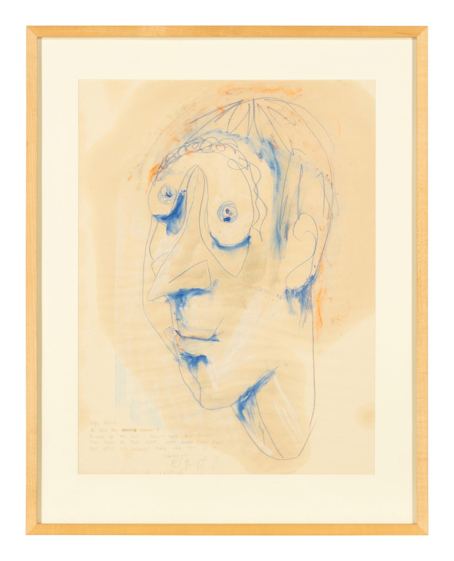 VONNEGUT, Kurt (1922-2007). Untitled original portrait. 1971.